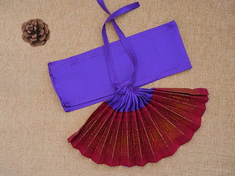 Zari Border Purple And Cherry Red Silk Amman Pavadai Set