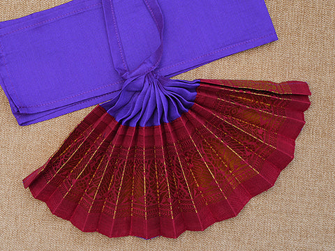 Zari Border Purple And Cherry Red Silk Amman Pavadai Set