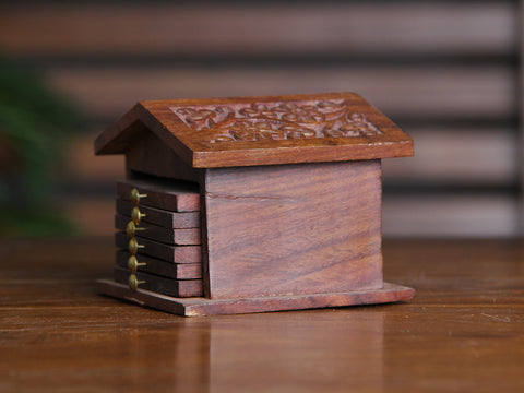 Wooden Tea Cup Coaster Set