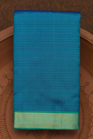 Self Stripes Peacock Blue Kanchipuram Silk Saree