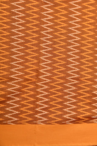 Zig Zag Pattern Mustard Pochampally Cotton Saree