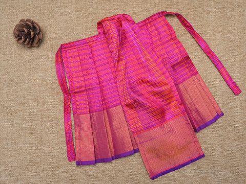 Threadwork Stripes Magenta Silk Amman Pavadai Set