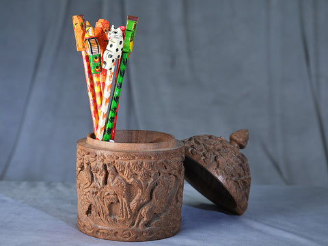 Handpainted Traditional Wooden Pencils Set Of 6