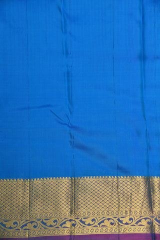 Diamond Border With Rudraksh Buttis Peacock Blue Kanchipuram Silk Saree