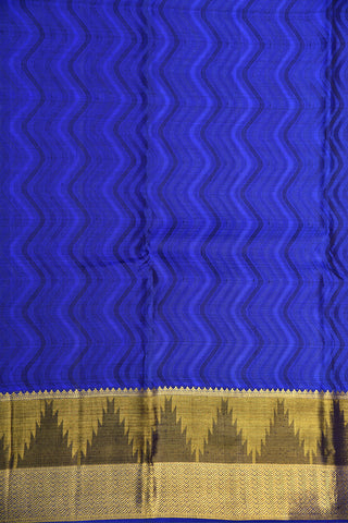 Temple Border With Zig Zag Pattern Cobalt Blue Kanchipuram Silk Saree