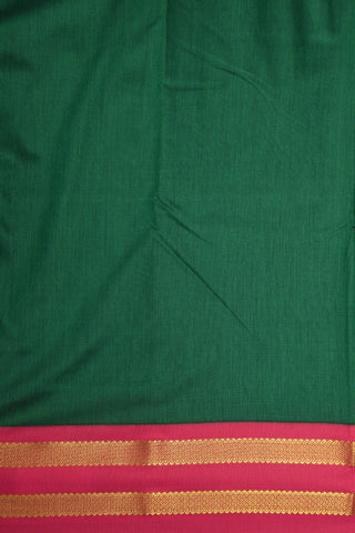 Contrast Rettai Pettu Border In Plain Leaf Green Apoorva Cotton Saree