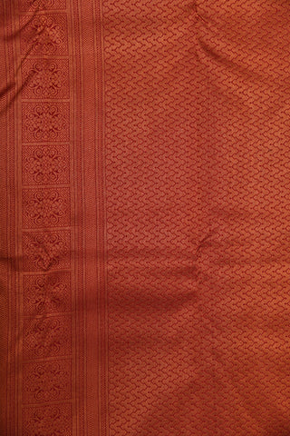 Copper Zari Floral Border With Square Box Buttis Maroon Kanchipuram Silk Saree