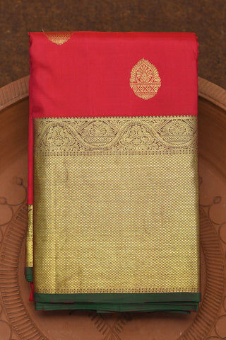 Big Diamond Border With Pendant Motif Crimson Red Kanchipuram Silk Saree