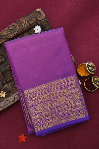 Traditional Border With Zari Stripes Brinjal Purple Kanchipuram Silk Saree