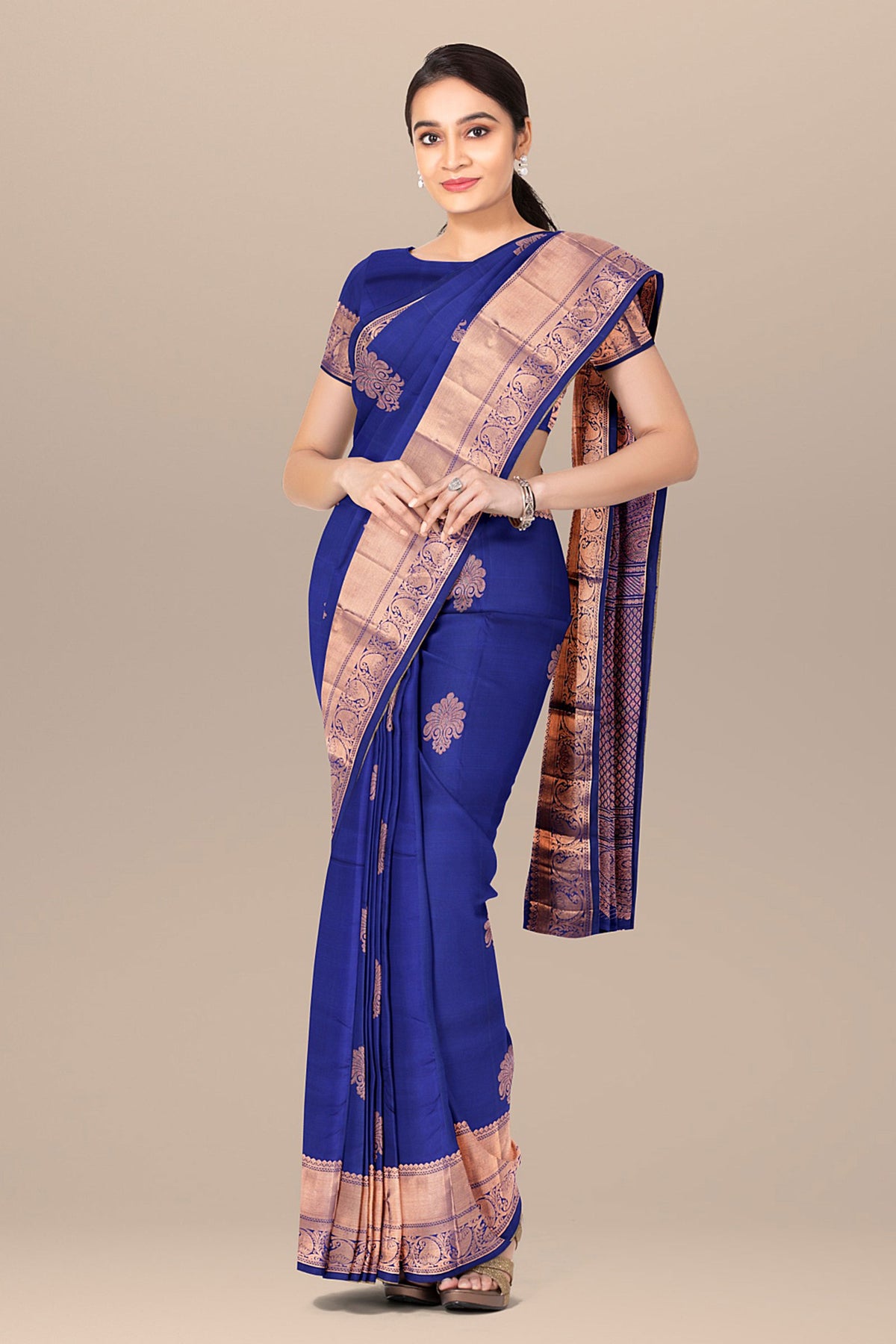 Cobalt Blue & Copper Embroidered Saree Set Design by Neha & Tarun at  Pernia's Pop Up Shop 2024