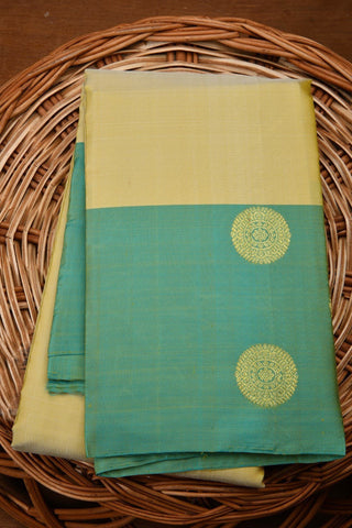 Contrast Border Sand Yellow Kanchipuram Silk Saree