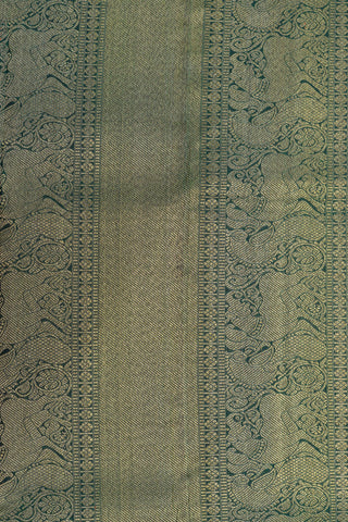 Contrast Border With Jacquard Checks Leaf Green Kanchipuram Silk Saree