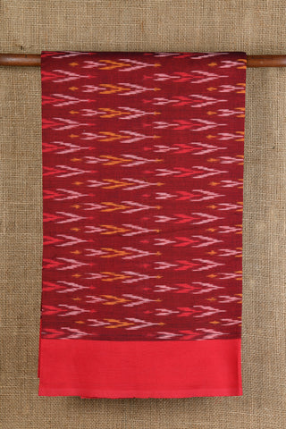 Contrast Border Maroon Pochampally Cotton Saree