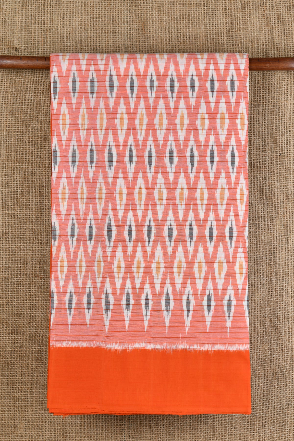 Pastel Pink And Orange Pochampally Cotton Saree