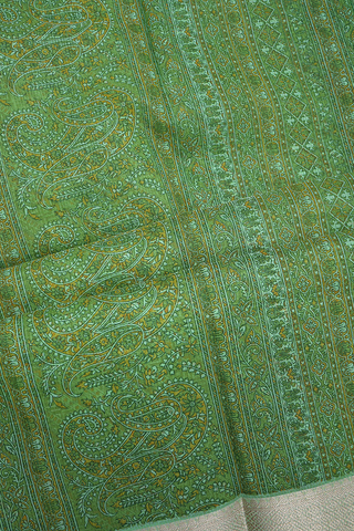 Diagonal Design Fern Green Kota Cotton Saree