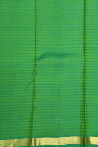 Small Zari Border With Monochrome Stripes And Rain Drops Parrot Green Kanchipuram Silk Saree