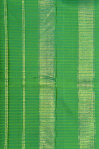 Small Zari Border With Monochrome Stripes And Rain Drops Parrot Green Kanchipuram Silk Saree