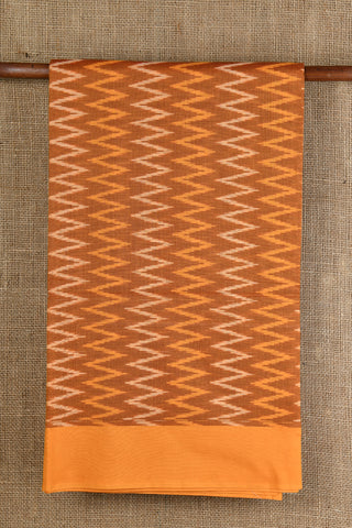 Zig Zag Pattern Mustard Pochampally Cotton Saree