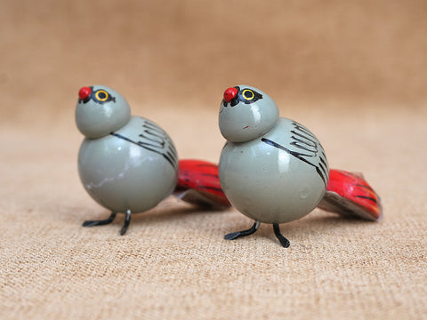 Set Of 6 Handicraft Wooden Mini Birds For Decor