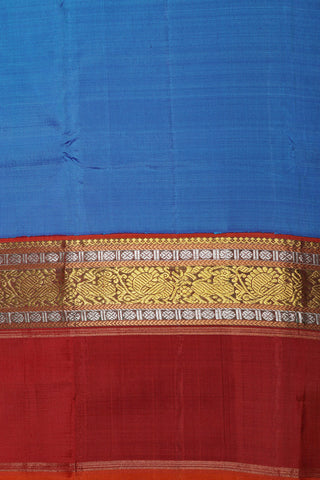 Korvai Big Border In Plain Cobalt Blue Kanchipuram Silk Saree