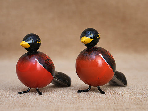 Set Of 6 Handicraft Wooden Mini Birds For Decor