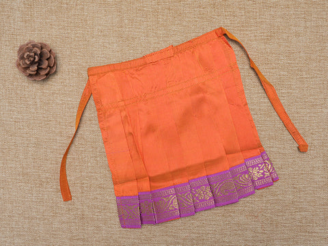 Contrast Zari Border Orange Silk Amman Pavadai Set