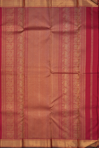 Peacock Chakram Motifs Ruby Red Kanchipuram Silk Saree