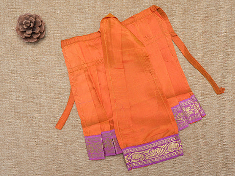 Contrast Zari Border Orange Silk Amman Pavadai Set