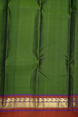 Paisley And Mayil Kann Zari Border Plain Fern Green Kanchipuram Silk Saree