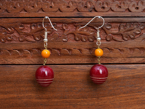 Cherry Red Wooden Hook Earrings