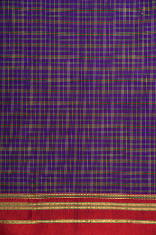 Rudraksh Border With Checks Purple Nine Yards Cotton Saree