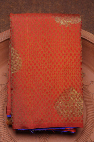 Jacquard Rust Orange Kanchipuram Silk Saree