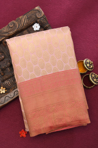 Brocade Rudraksh Buttas Peach Pink Kanchipuram Silk Saree