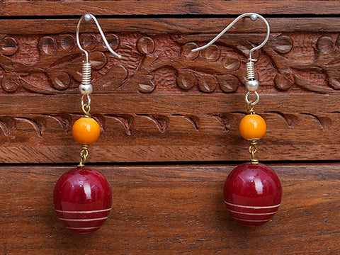 Cherry Red Wooden Hook Earrings