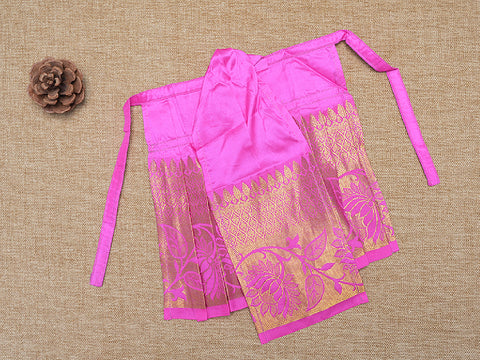 Floral Zari Border Hot Pink Silk Amman Pavadai Set