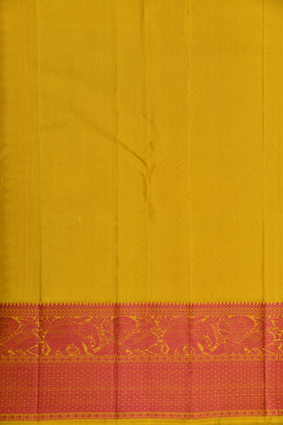 Thread Work Traditional Border In Plain Cream Color Kanchipuram Silk Saree