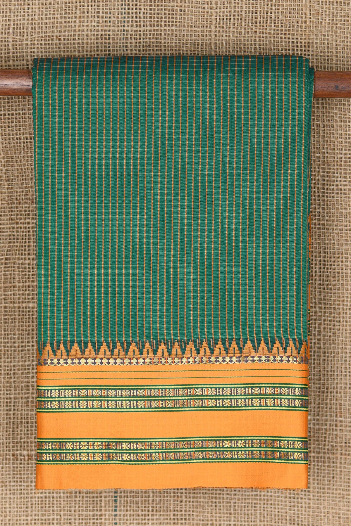 Zari Border In Checks Pine Green Apoorva Art Silk Saree