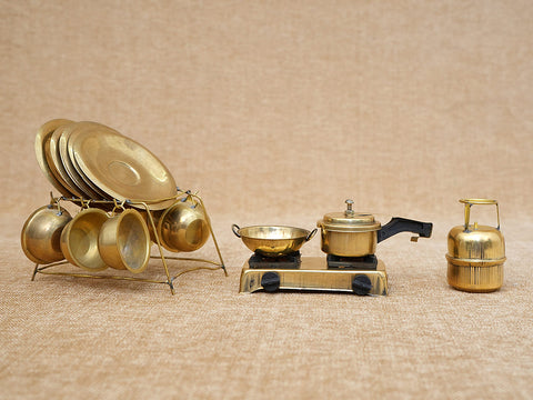 Gold Coating Child Playing Kitchen Set