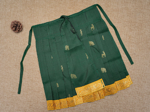 Animal Zari Motif Forest Green Silk Amman Pavadai Set