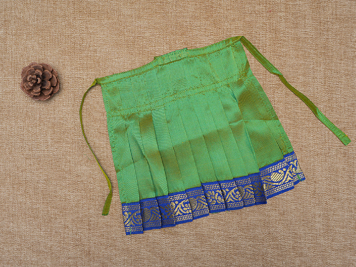 Small Contrast Zari Border Green Silk Amman Pavadai Set