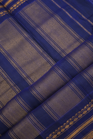 Contrast Silk Zari Border Plain Grey Gadwal Cotton Saree