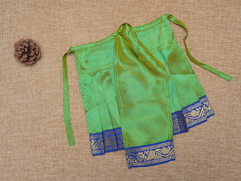 Small Contrast Zari Border Green Silk Amman Pavadai Set