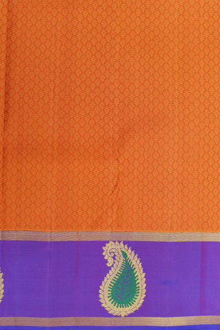 Contrast Meenakari Work Paisley Border In Jacquard Ochre Orange Kanchipuram Silk Saree