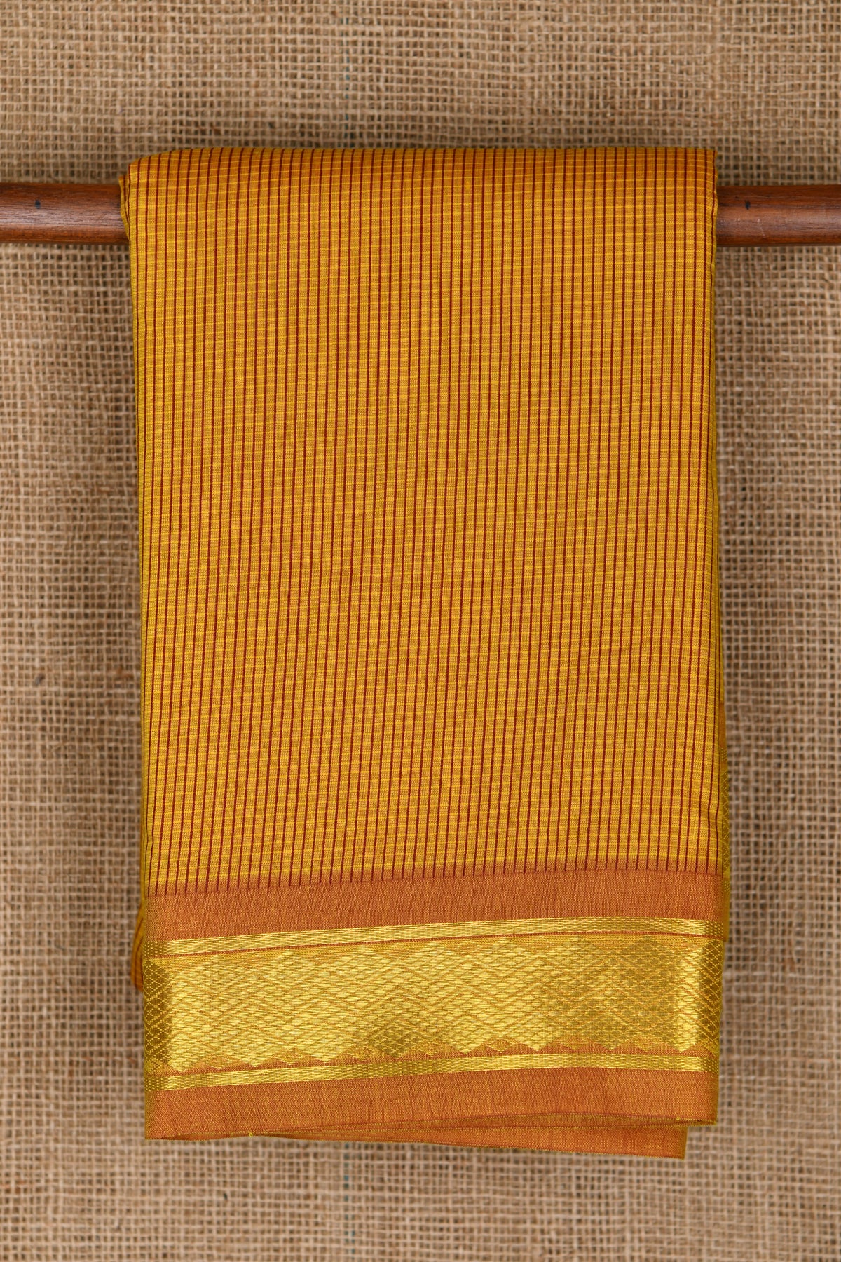 Chevron Border With Small Chekcs Mustard Yellow Apoorva Silk Saree