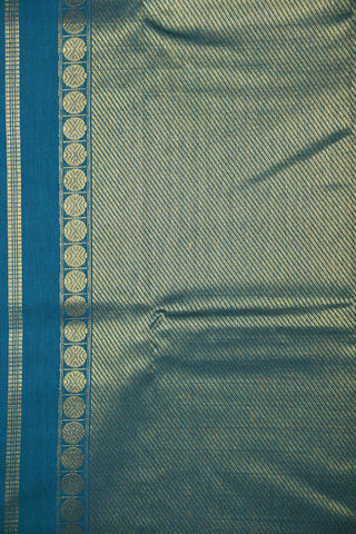 Zari Border With Veldhari Stripes Peacock Blue Apoorva Cotton Saree