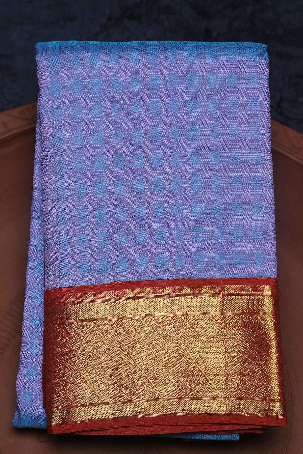 Checked Design Lavender Kanchipuram Silk Saree