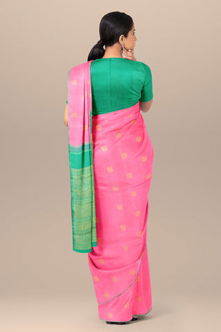 Mayil Chakram Zari Buttas Pink Kanchipuram Silk Saree