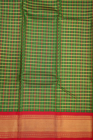 Contrast Korvai Border Emerald Green Kanchipuram Silk Saree