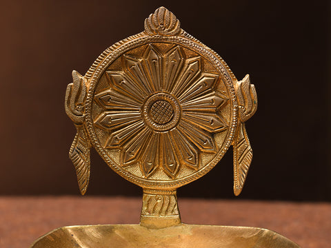 Brass Traditional Sangu Chakkaram Vilakku Set