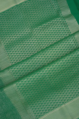 Zari Border In Brocade Emerald Green Mysore Silk Saree